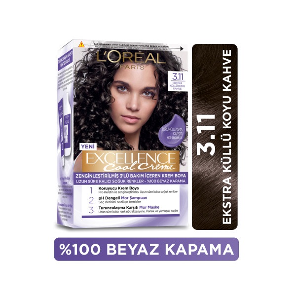 L'Oréal Paris Excellence Cool Creme 3.11 Ekstra Küllü Koyu Kahve Saç Boyası - 2