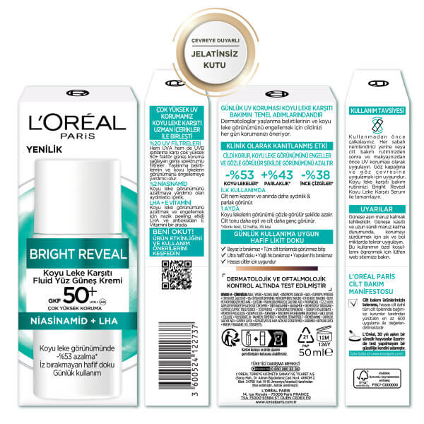 L'Oréal Paris Bright Reveal Spf 50+ Koyu Leke Karşıtı Fluid Günlük Yüz Güneş Kremi 50 Ml - 9