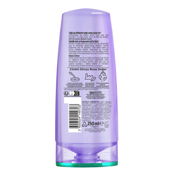L'Oréal Paris Elseve Hydra Hyaluron Yağlanma Karşıtı Nemlendirici Saç Kremi 250 Ml - 2