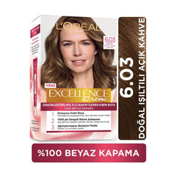 Loreal Paris Excellence - L'Oréal Paris Excellence Creme Saç Boyası 6.03 Doğal Işıltılı Açık Kahve