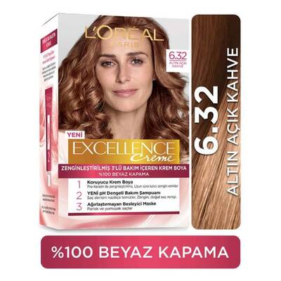 L'Oréal Paris Excellence Creme Saç Boyası 6.32 Altın Açık Kahve - 1