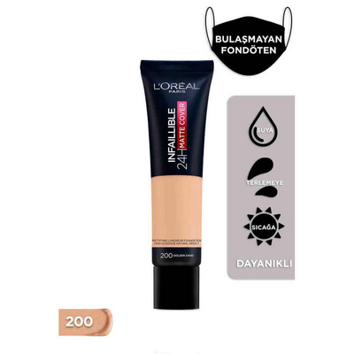 L'Oréal Paris Infaillible 24H Matte Cover Foundation 200 Golden Sand - 1