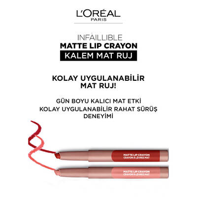 L'Oréal Paris Infaillible Matte Lip Crayon Ruj 110 Caramel Rebel - 6