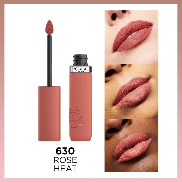 L'Oréal Paris Infaillible Matte Resistance Likit Mat Ruj - 630 Rose Heat - 3