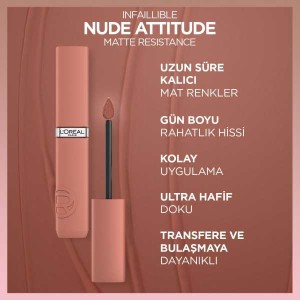 L'Oréal Paris Infaillible Matte Resistance Likit Mat Ruj - 645 Crush Alert - 6