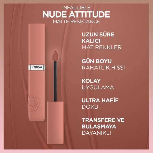 L'Oréal Paris Infaillible Matte Resistance Likit Mat Ruj - 645 Crush Alert - 6