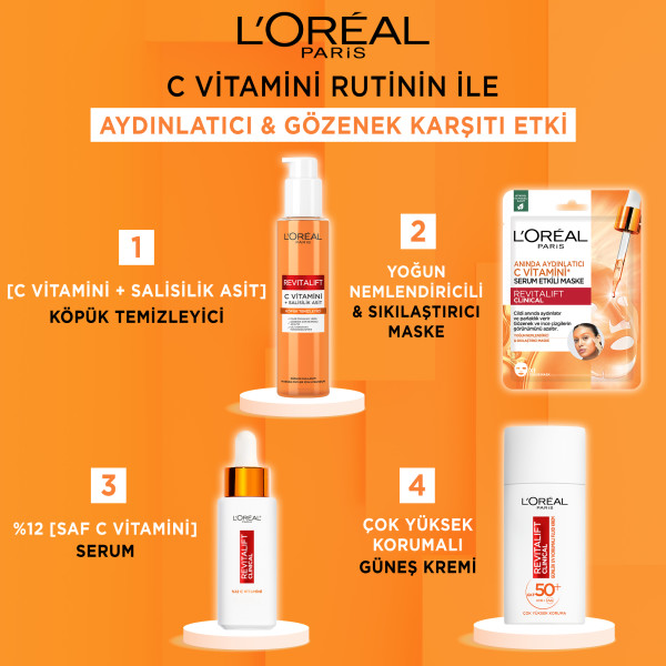 L'Oréal Paris Revitalift Clinical [C vitamini + Salisilik Asit] Gözenek Karşıtı, Aydınlatıcı Temizleme Jeli 150 Ml - 4