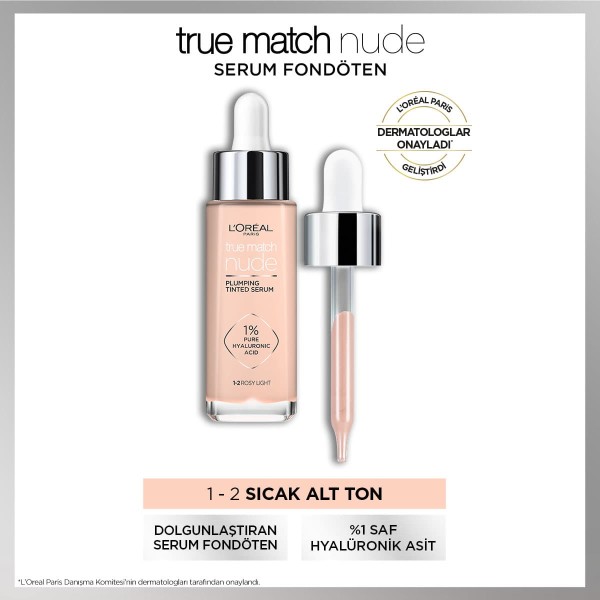 L'Oréal Paris True Match Nude Fondöten Serum 1-2 Rosy Light - 2