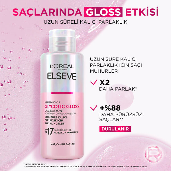 L'Oreal Paris Elseve Glycolic Gloss Parlaklığı Saça Mühürleyen Laminasyon 5 Dakikada Durulanan Bakım 200 Ml - 5
