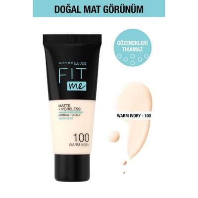 Maybelline Fit Me Matte Poreless Foundation 30 Ml 100 Warm Ivory - 1