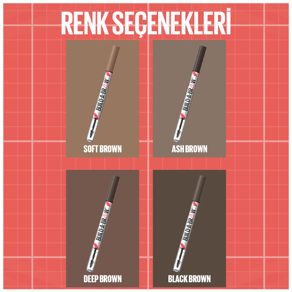 Maybelline New York Build a Brow 2in1 Kaş Kalemi ve Jeli Ash Brown - 5