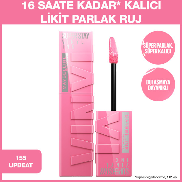 Maybelline New York Super Stay Vinyl Ink Uzun Süre Kalıcı Likit Parlak Ruj 155 Upbeat - 2