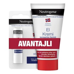 Neutrogena El Kremi 75 ml + Dudak Nemlendiricisi Parfümsüz Set - Neutrogena