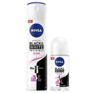 Nivea Black&White Clear Deo 150 Ml+Mini Roll-On 25 Ml Set - Nivea