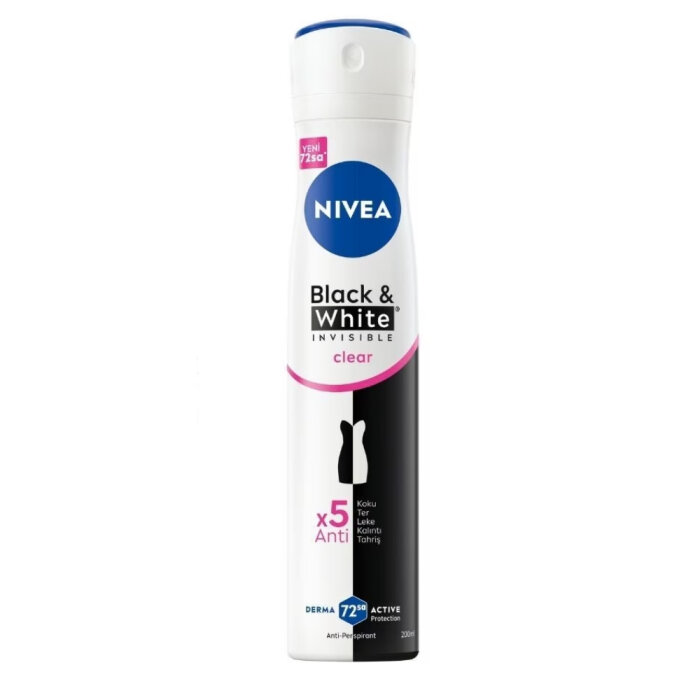 Nivea Black&White Invisible Clear Kadın Deodorant 200 Ml - 1