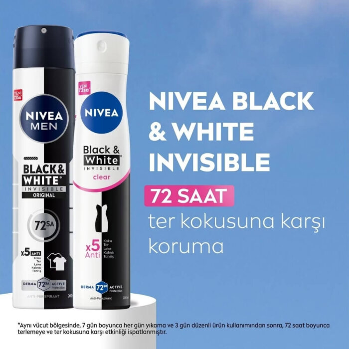 Nivea Black&White Invisible Clear Kadın Deodorant 200 Ml - 4