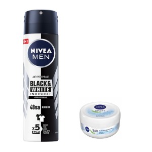 Nivea - Nivea Men Black&White Power Deo 150 Ml + Soft Cream 50 Ml Set