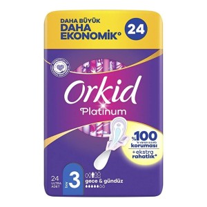 Orkid Platinum Dörtlü Paket Hijyenik Ped Gece 24'lü - Orkid