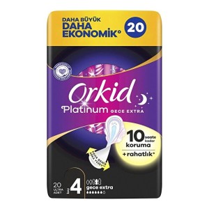 Orkid Platinum Dörtlü Paket Hijyenik Ped Gece Ekstra 20'li - Orkid