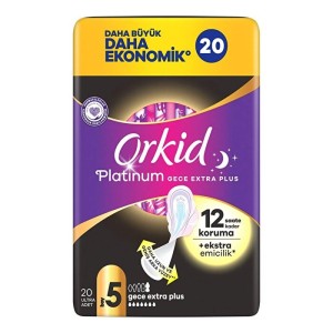 Orkid Platinum Dörtlü Paket Hijyenik Ped Gece Ekstra Plus 20'li - Orkid