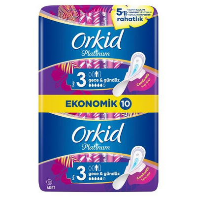 Orkid Platinum Hijyenik Ped Gece Ekonomik 10'lu - 1