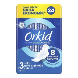 Orkid Ultra Ekstra Dörtlü Paket Hijyenik Ped Gece 24'lü - Orkid