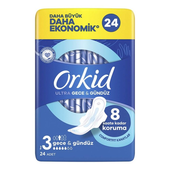 Orkid Ultra Ekstra Dörtlü Paket Hijyenik Ped Gece 24'lü - 1