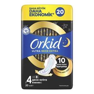Orkid Ultra Ekstra Dörtlü Paket Hijyenik Ped Gece Ekstra 20'li - Orkid