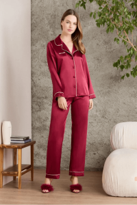 Pierre Cardin 1200 Bayan Pijama Takımı Bordo - Pierre Cardin
