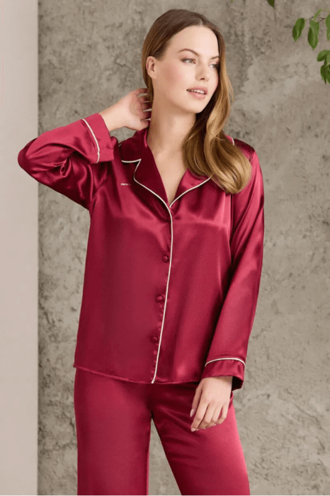 Pierre Cardin 1200 Bayan Pijama Takımı Bordo - 2