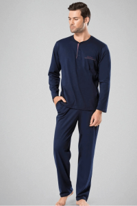 Pierre Cardin 5454 Uzun Erkek Pijama Takımı Lacivert - Pierre Cardin