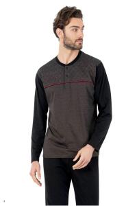 Pierre Cardin 6056 Erkek Jakarlı Pijama Takımı Siyah - Pierre Cardin