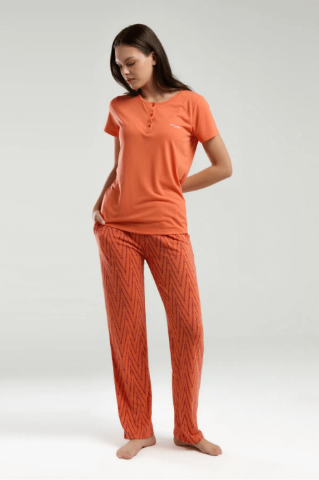 Pierre Cardin 8993-S Bayan Pijama Takımı Turuncu - 2