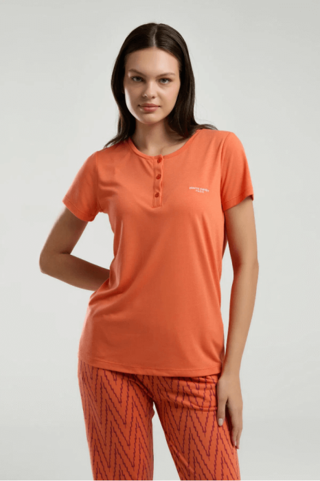 Pierre Cardin 8993-S Bayan Pijama Takımı Turuncu - 4