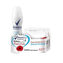 Rexona - Rexona Shower Fresh Kadın Deo 150 Ml + Kotex Normal 8'li Set