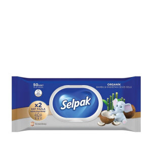 Selpak Organik Bambu & Hindistan Cevizi Özlü Islak Mendil 50'li - Selpak