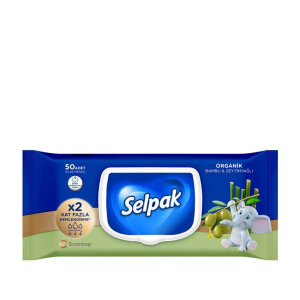 Selpak Organik Bambu & Zeytinyağı Özlü Islak Mendil 50'li - Selpak