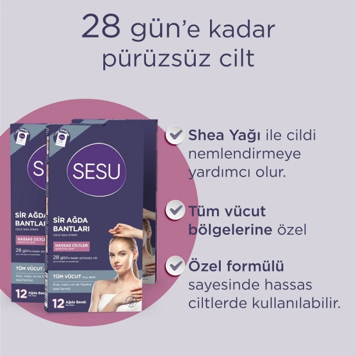 Sesu Ağda Bandı Vücut Hassas Cilt 12'li - 3