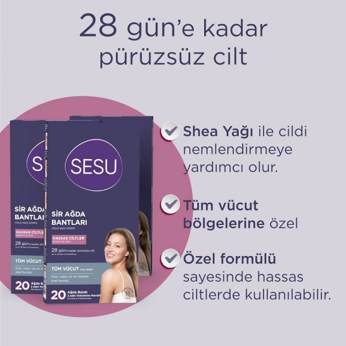 Sesu Ağda Bandı Vücut Hassas Cilt 20'li - 3