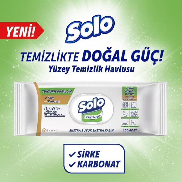 Solo Beyaz Sabun Yüzey Temizleme Mendili 90'lı - 3