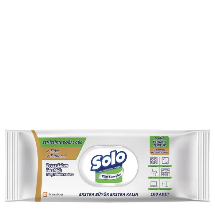 Solo Beyaz Sabun Yüzey Temizlik Mendili 100'lü - 1