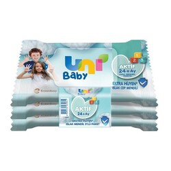 Uni - Uni Baby Islak Cep Mendili Aktif Ekstra Hijyen 3x15